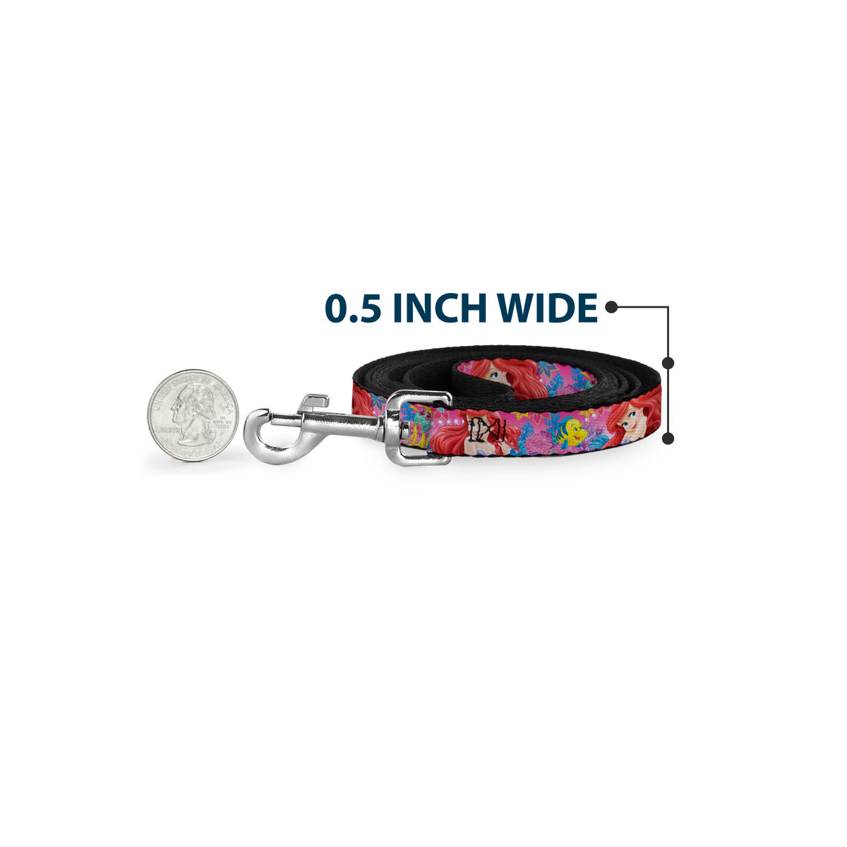 Dog Leash - Ariel/Flounder/Fish Trio Poses Pinks Dog Leashes Disney
