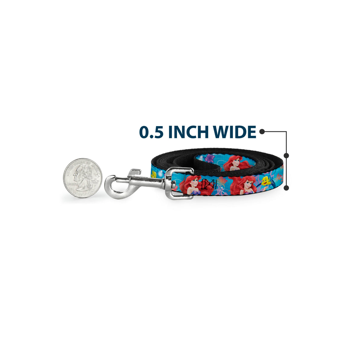 Dog Leash - Ariel & Flounder Vivid Underwater Poses Dog Leashes Disney