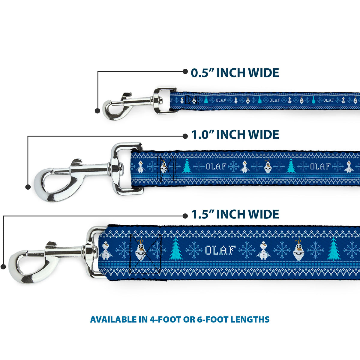 Dog Leash - Olaf/Snowflakes Stitch Blues/White Dog Leashes Disney