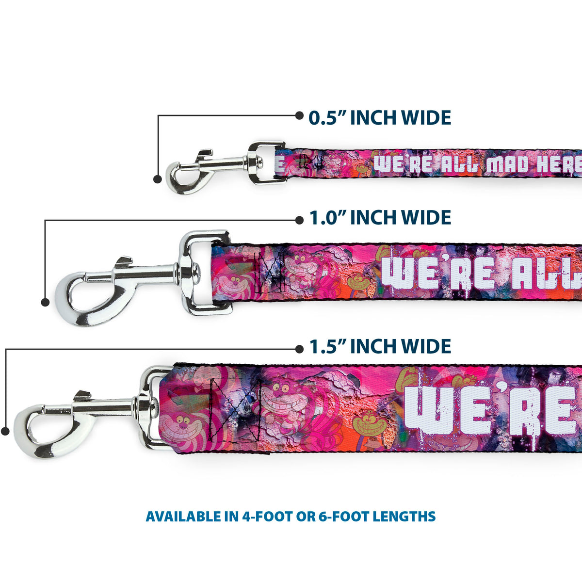 Dog Leash - Transparent Cheshire Cat Poses WE'RE ALL MAD HERE Dog Leashes Disney