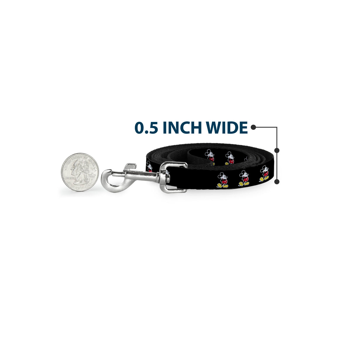 Dog Leash - Classic Mickey Mouse Pose Black Dog Leashes Disney