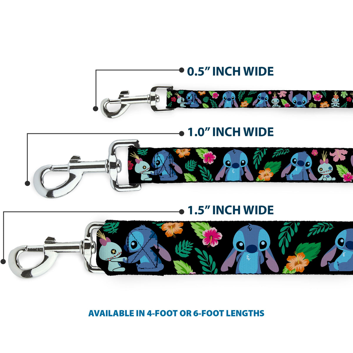 Dog Leash - Stitch & Scrump Poses/Tropical Flora Dog Leashes Disney