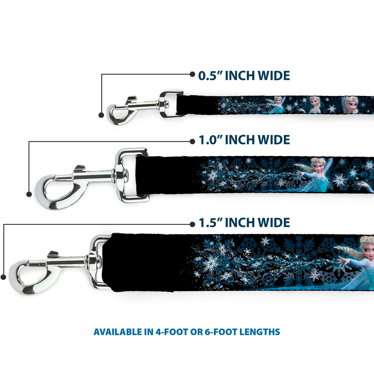 Dog Leash - Elsa the Snow Queen Poses PERFECT AND POWERFUL Blues/White Dog Leashes Disney