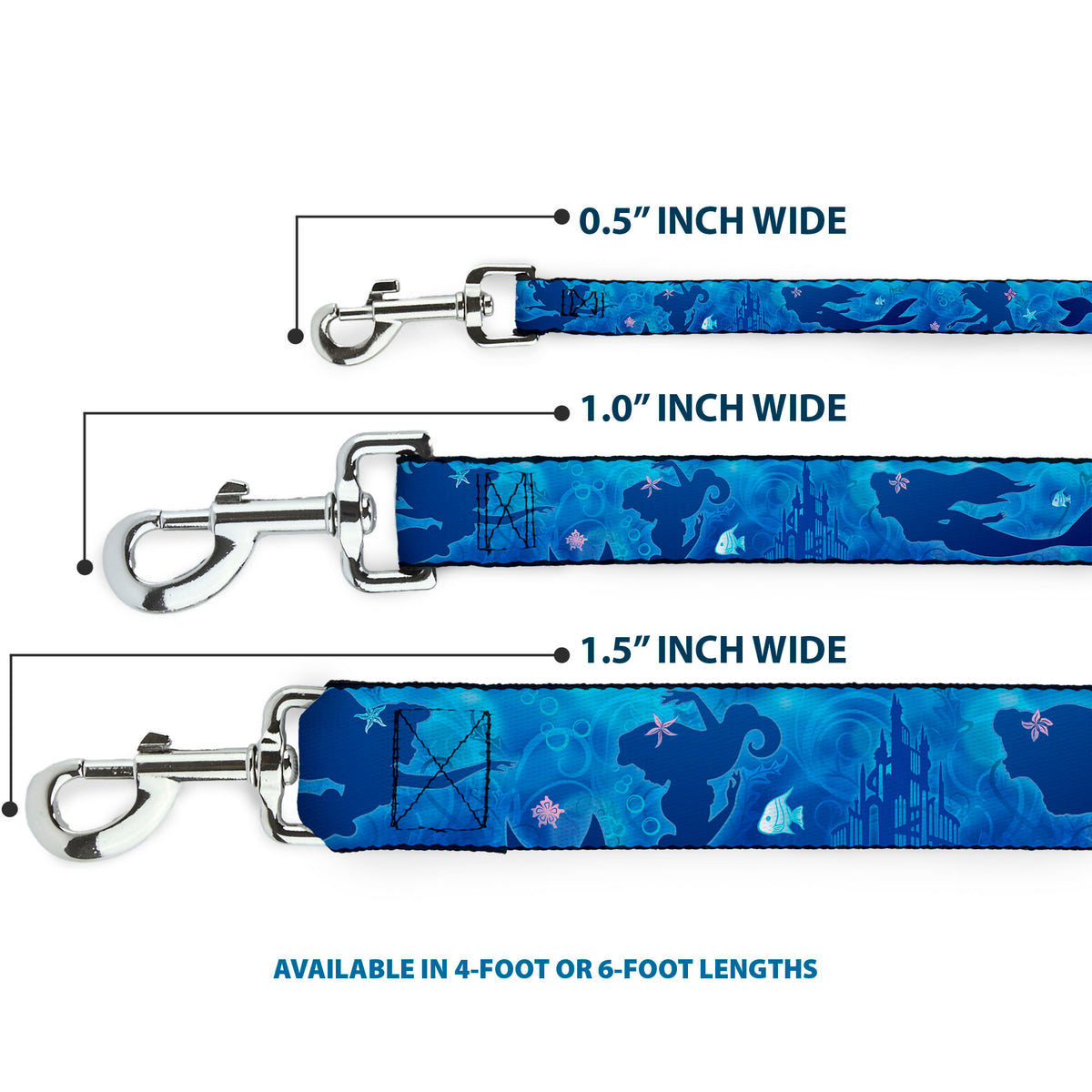 Dog Leash - Ariel Silhouette Poses/Castle Blues Dog Leashes Disney