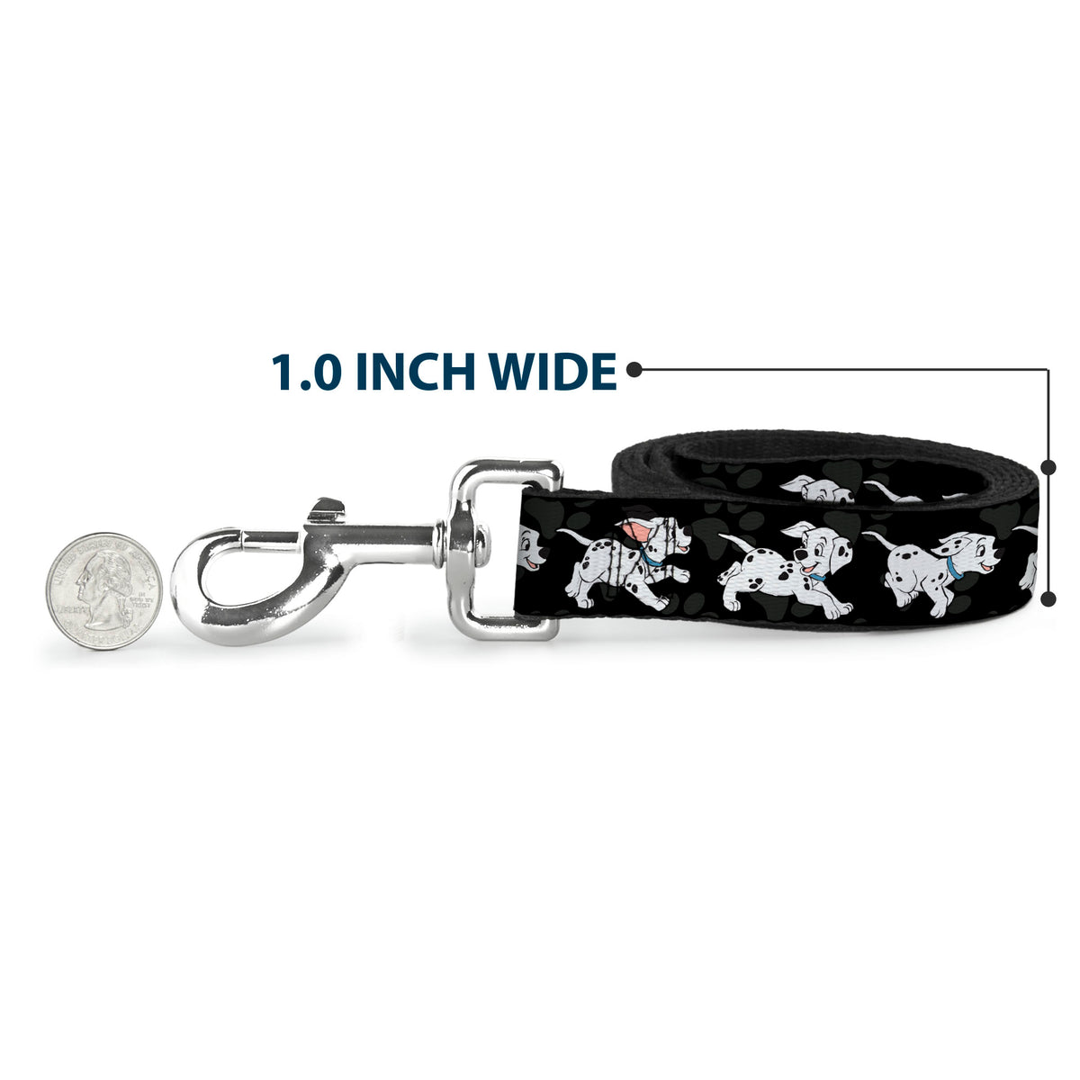 Dog Leash - Dalmatians Running/Paws Black/Gray/White/Black Dog Leashes Disney