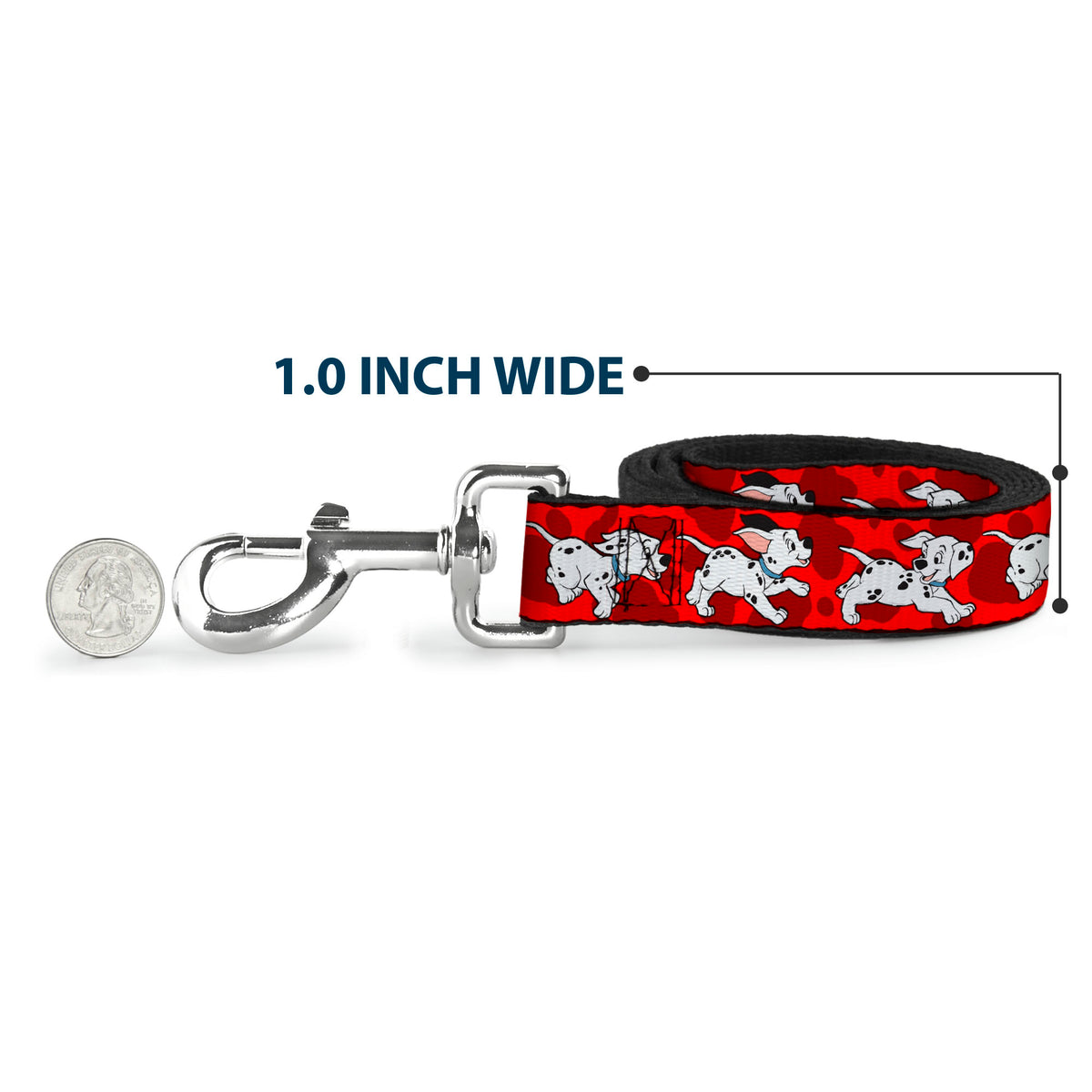 Dog Leash - Dalmatians Running/Paws Reds/White/Black Dog Leashes Disney