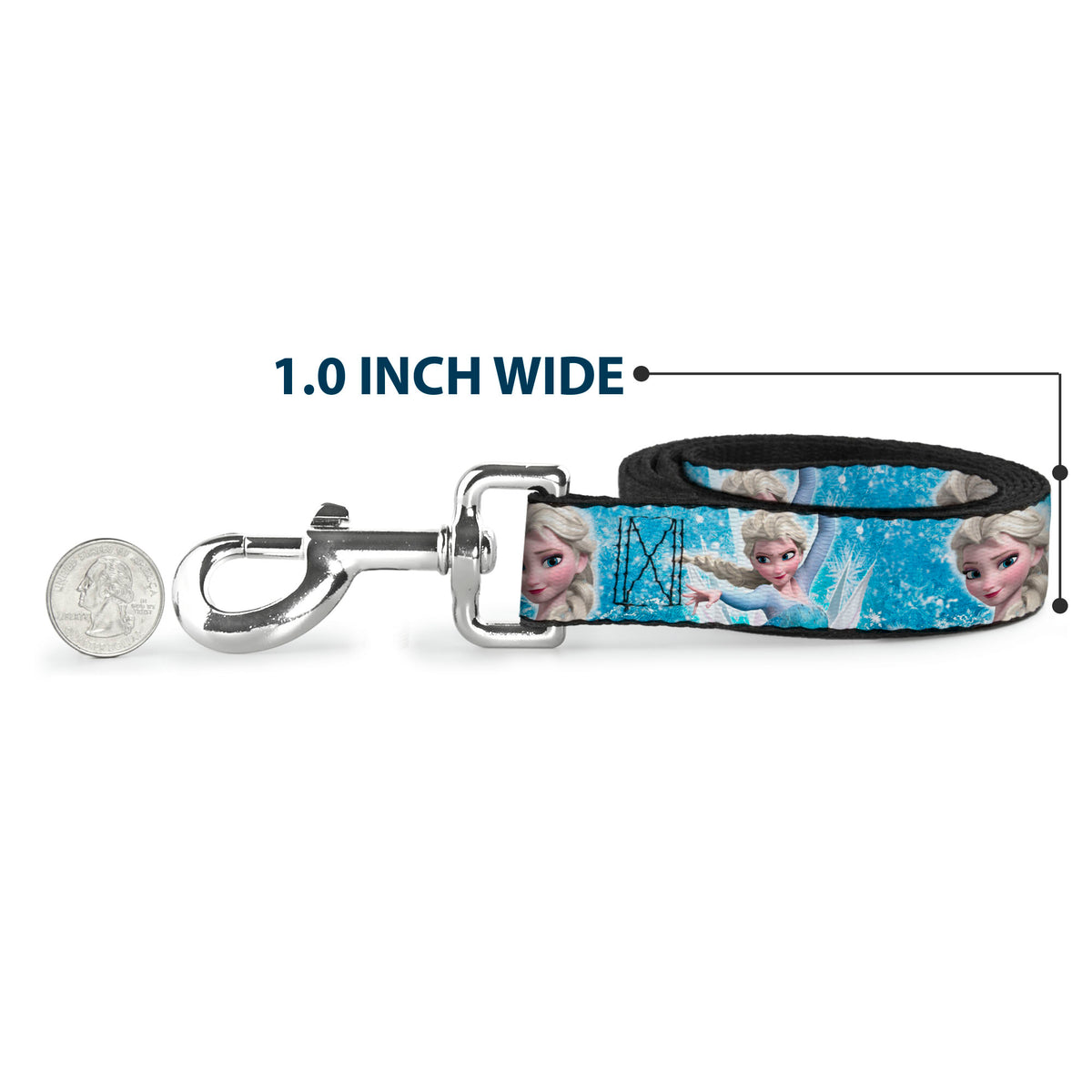 Dog Leash - Frozen Elsa Face/Action Pose/Snowflakes Blues/White Dog Leashes Disney