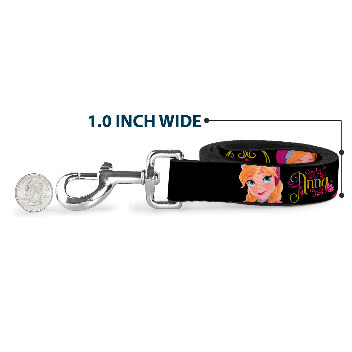Dog Leash - ANNA Poses/Anna Monogram Heart Cameo Pinks/Yellow Dog Leashes Disney