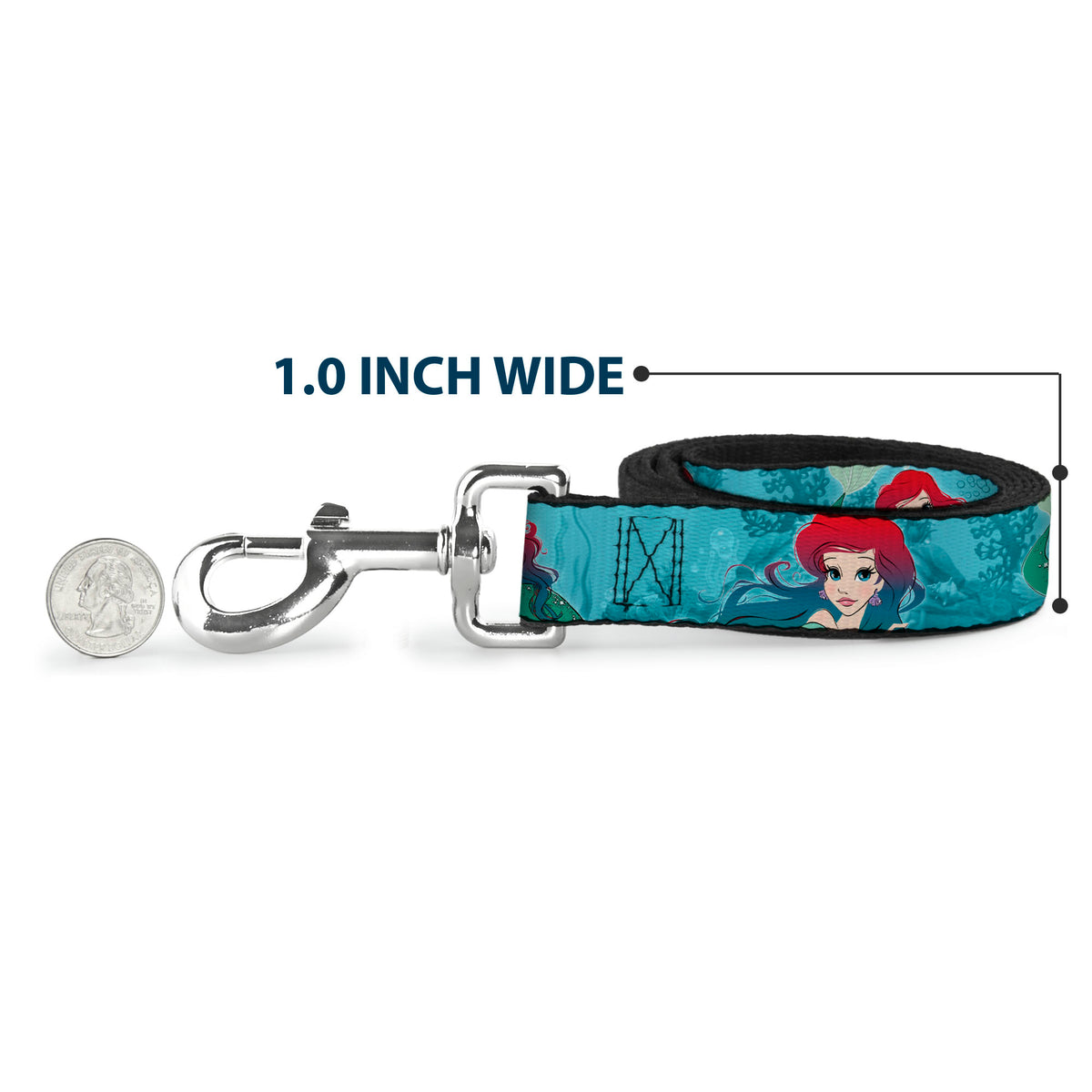 Dog Leash - Ariel Poses Coral & Castle Blues/Reds Dog Leashes Disney