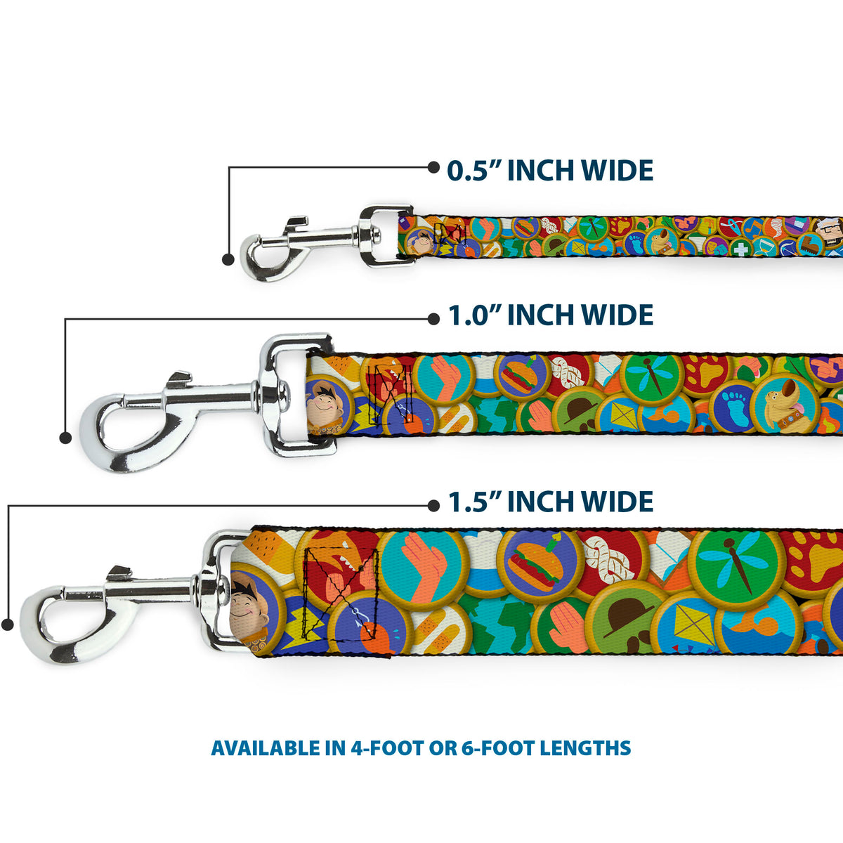 Dog Leash - Stacked Wilderness Explorers Badges Dog Leashes Disney