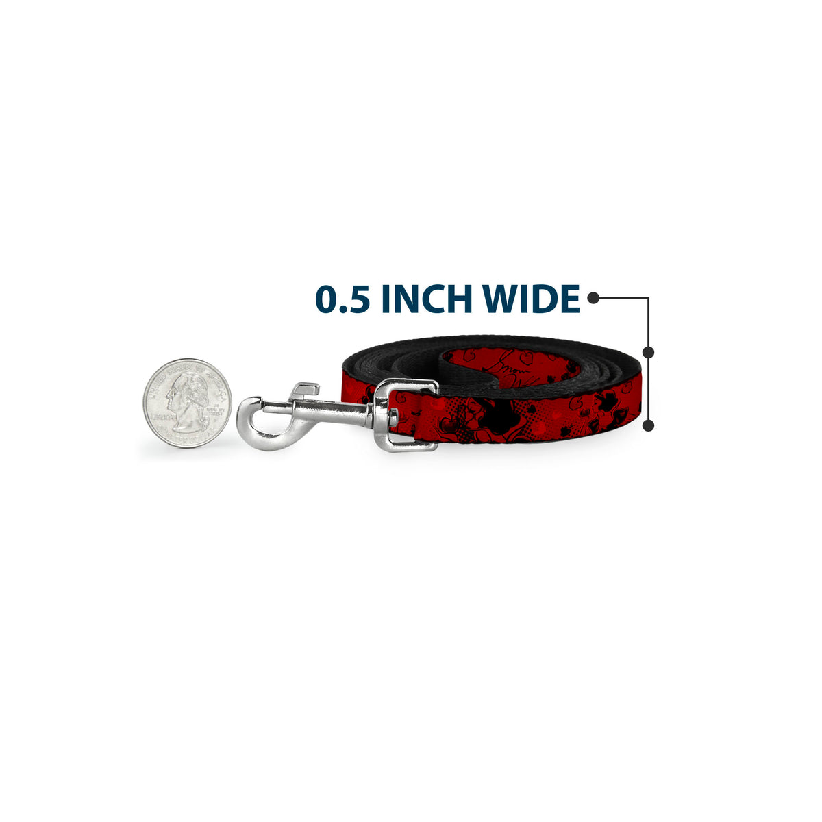 Dog Leash - SNOW WHITE Poses/Apple Halftone Reds/Black Dog Leashes Disney
