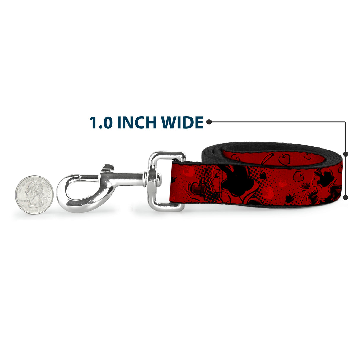 Dog Leash - SNOW WHITE Poses/Apple Halftone Reds/Black Dog Leashes Disney