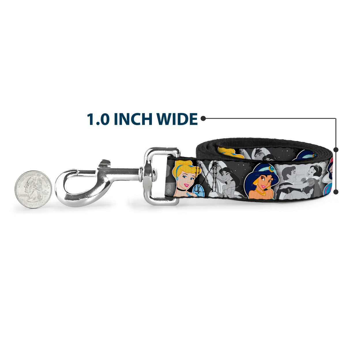 Dog Leash - Princess Pose/Princess & Prince Scene Grays/Multi Color Dog Leashes Disney