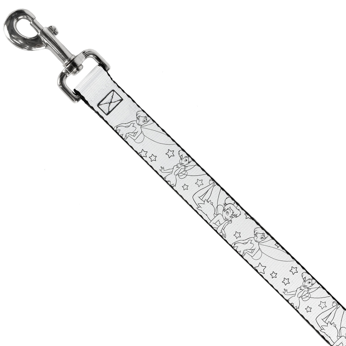 Dog Leash - Tinker Bell Poses/Stars Outline White/Black Dog Leashes Disney