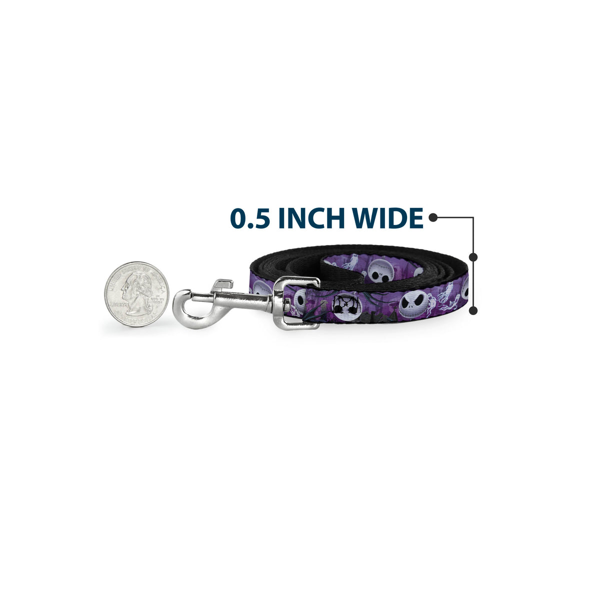 Dog Leash - Jack Expressions/Ghosts in Cemetery Purples/Grays/White Dog Leashes Disney