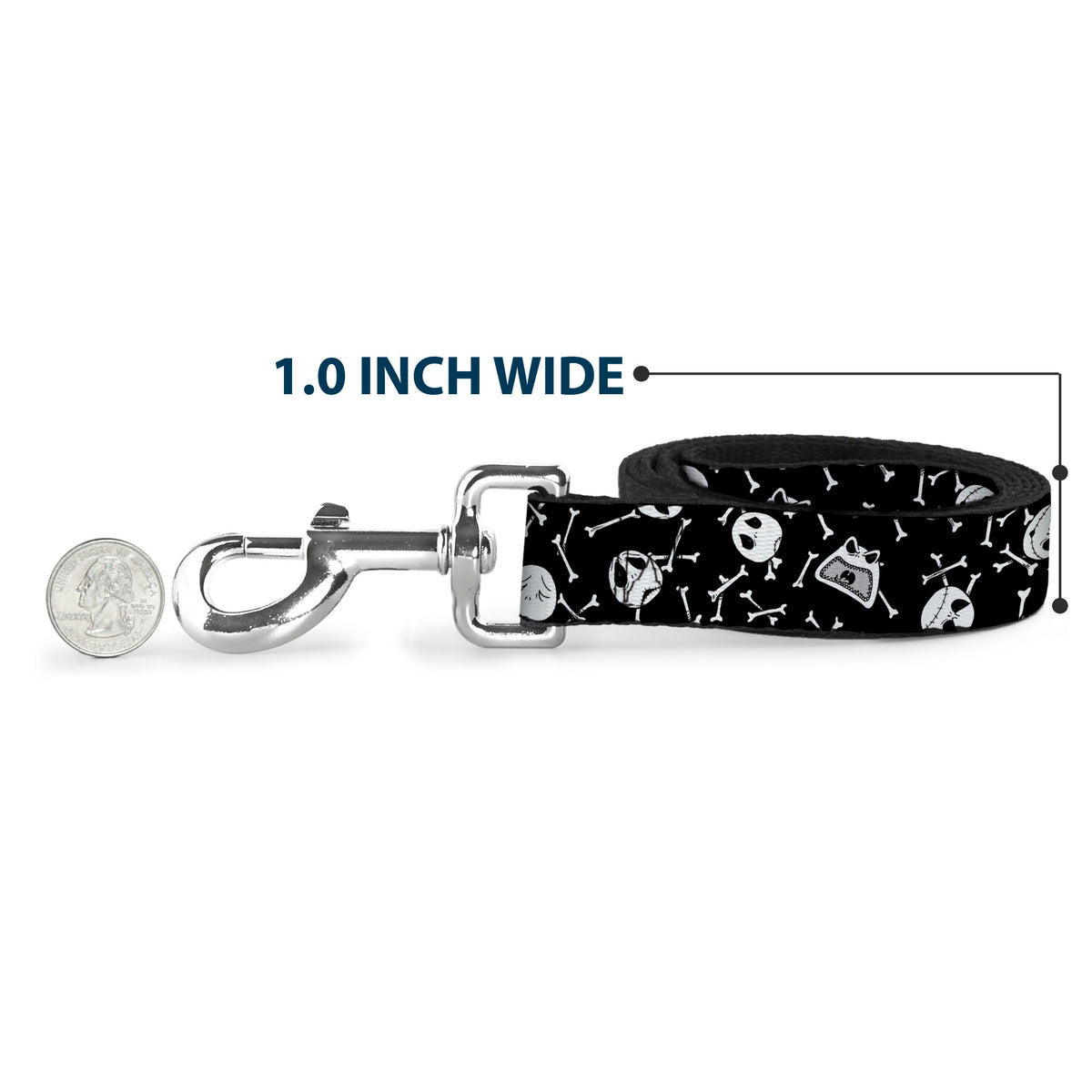 Dog Leash - Jack Expressions/Bones Scattered Black/White Dog Leashes Disney