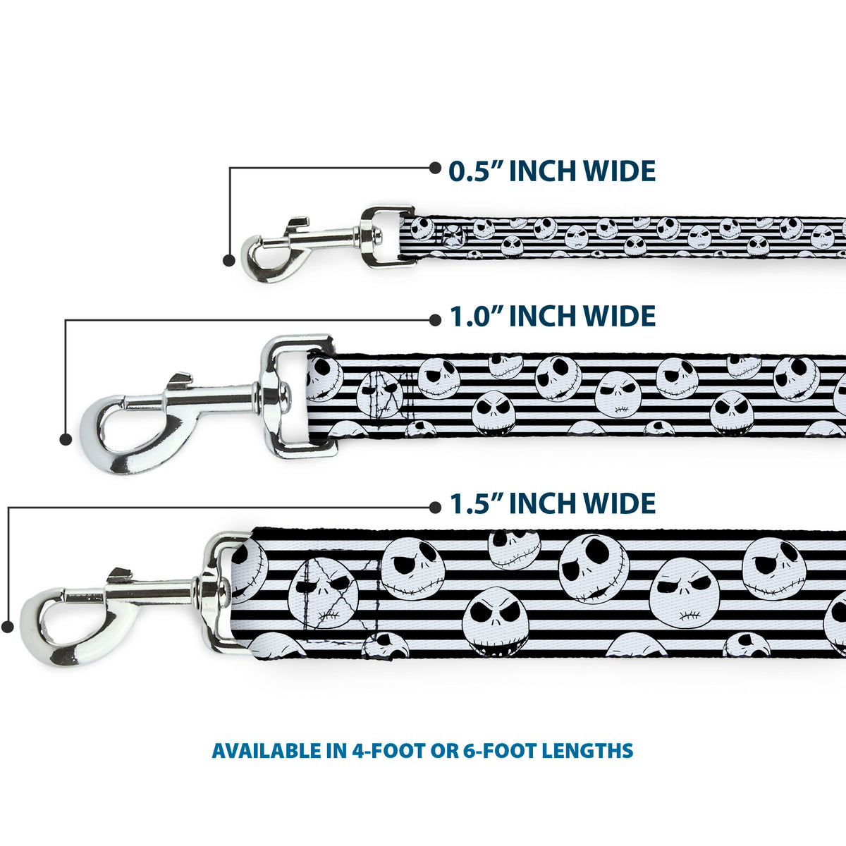 Dog Leash - Jack Expressions/Stripe White/Black Dog Leashes Disney