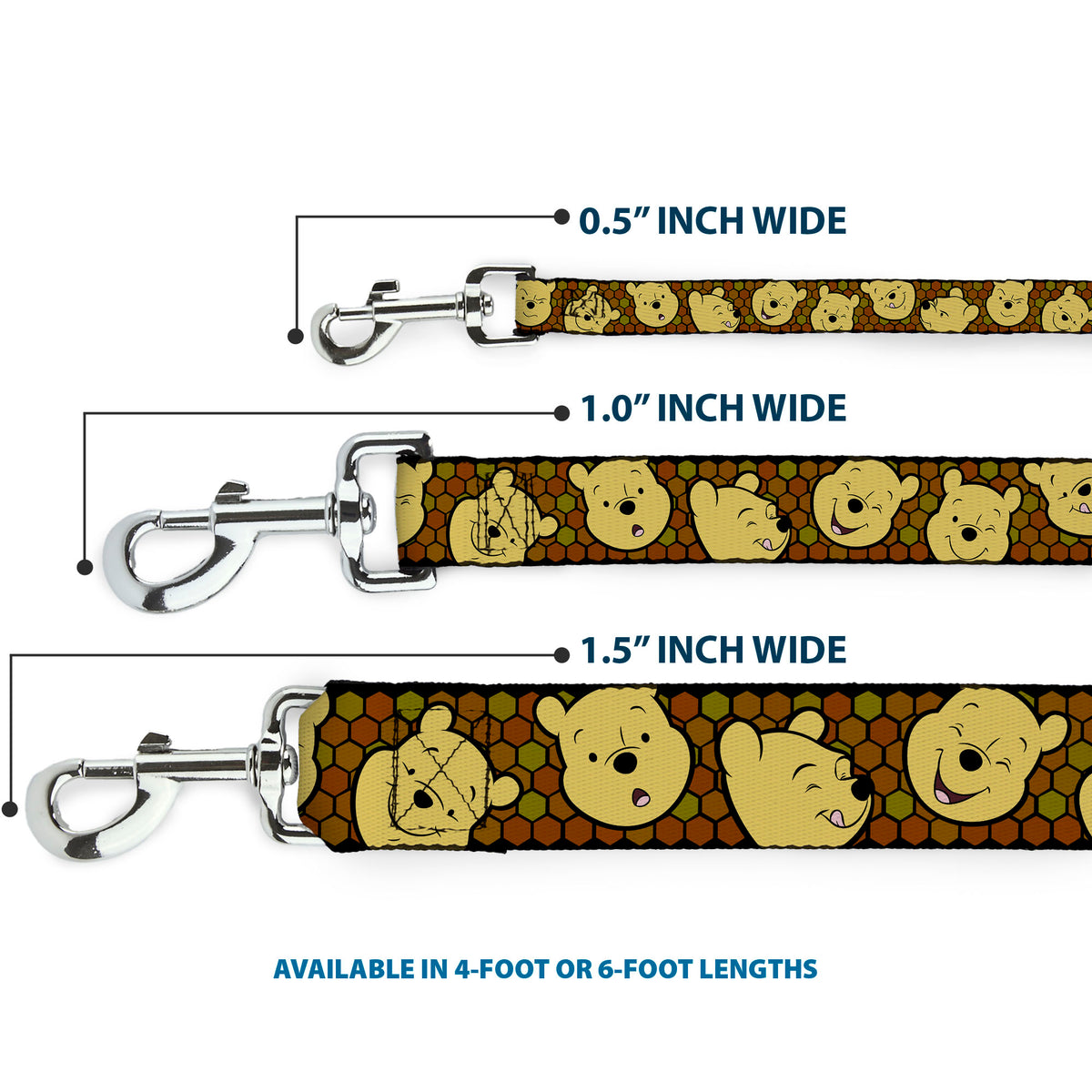Dog Leash - Winnie the Pooh Expressions/Honeycomb Black/Browns Dog Leashes Disney
