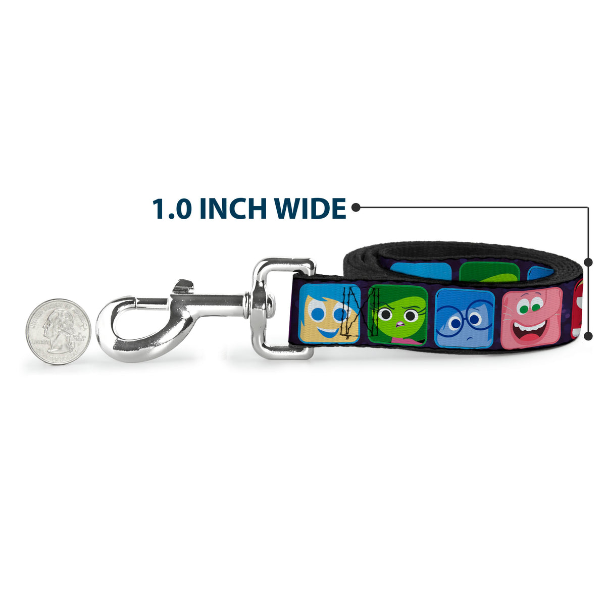 Dog Leash - Inside Out 6-Character Esxpression Blocks Purple/Multi Color Dog Leashes Disney
