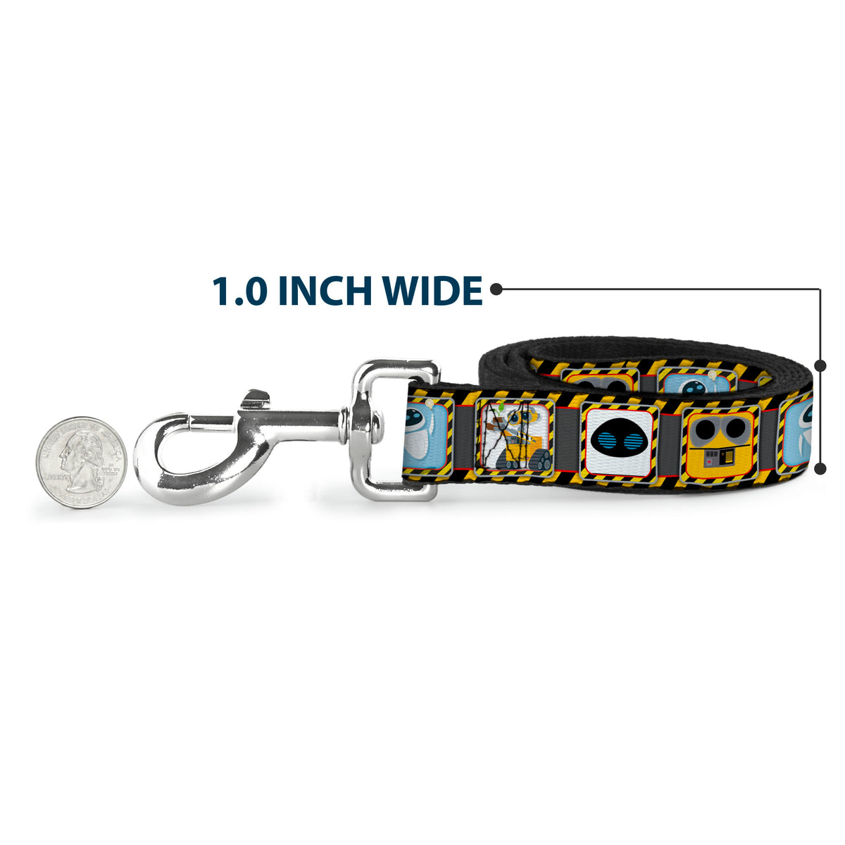 Dog Leash - WALL-E & EVE Pose/Face Hazard Blocks Gray/Yellow/Black Dog Leashes Disney