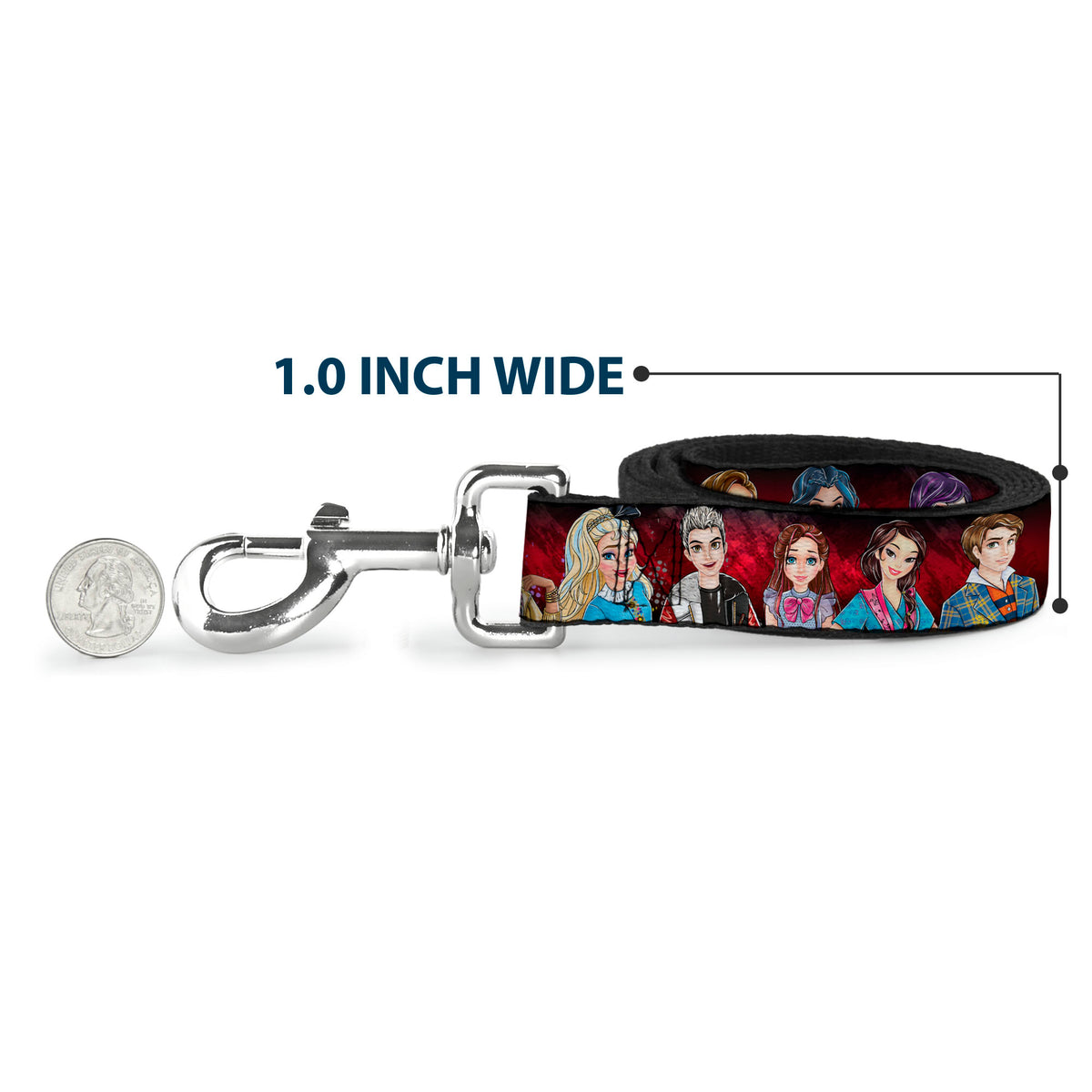 Dog Leash - Descendants 11-Character Group Pose Reds/Gray Dog Leashes Disney