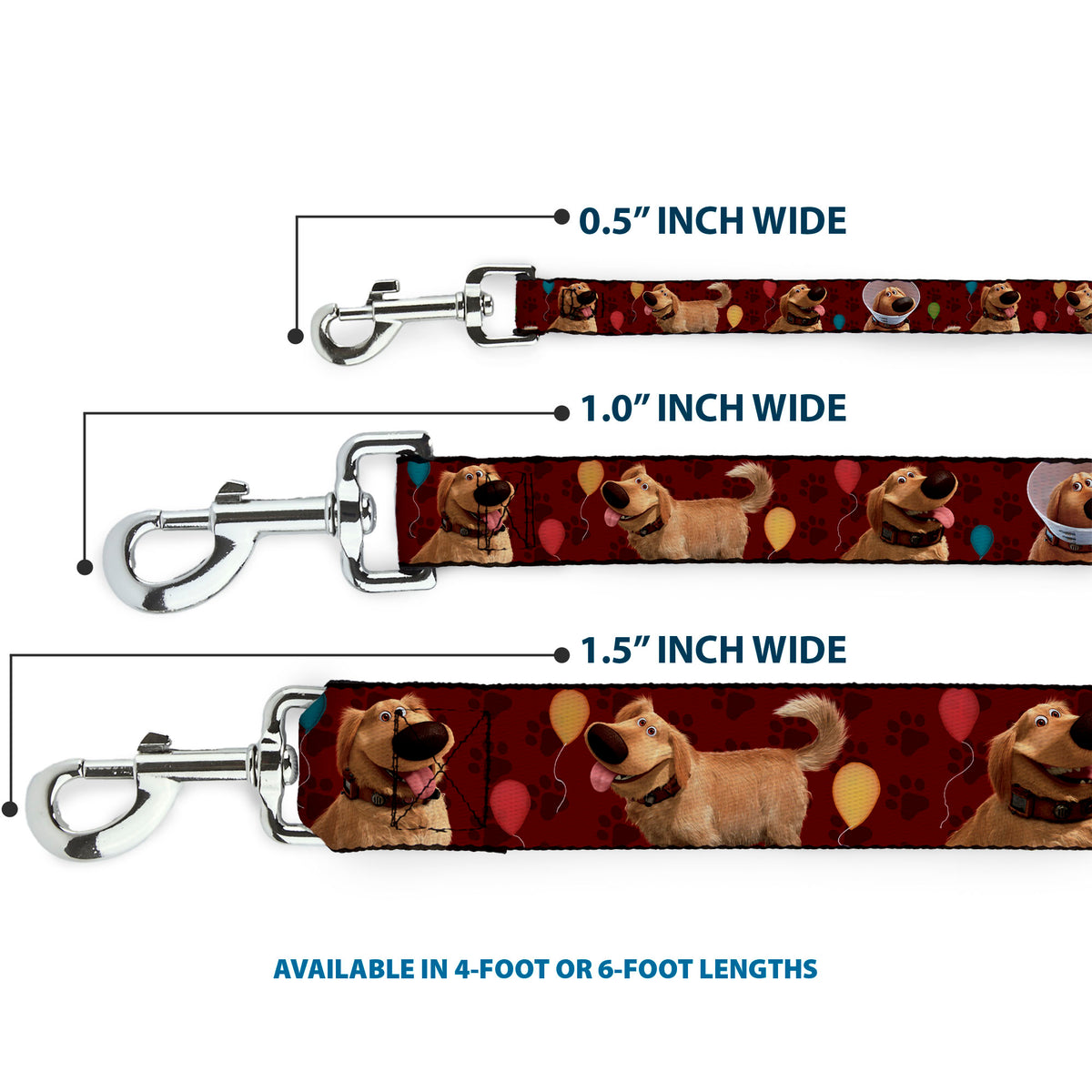 Dog Leash - Dug 4-Poses/Balloons/Paw Print Reds Dog Leashes Disney