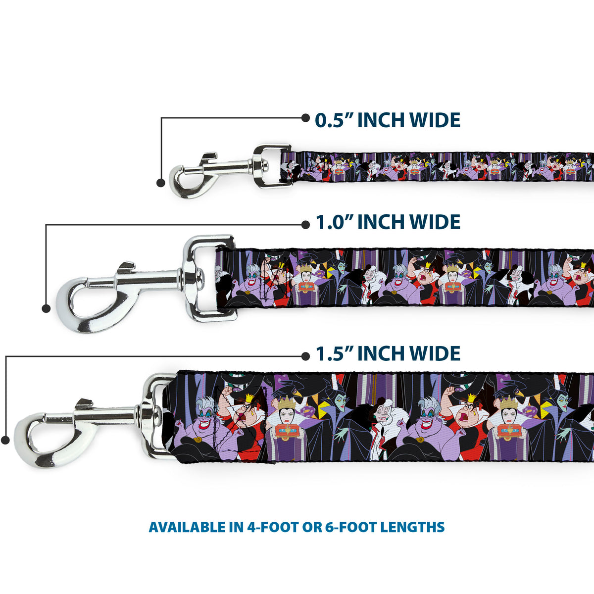 Dog Leash - 5-Disney Villains Stacked Dog Leashes Disney