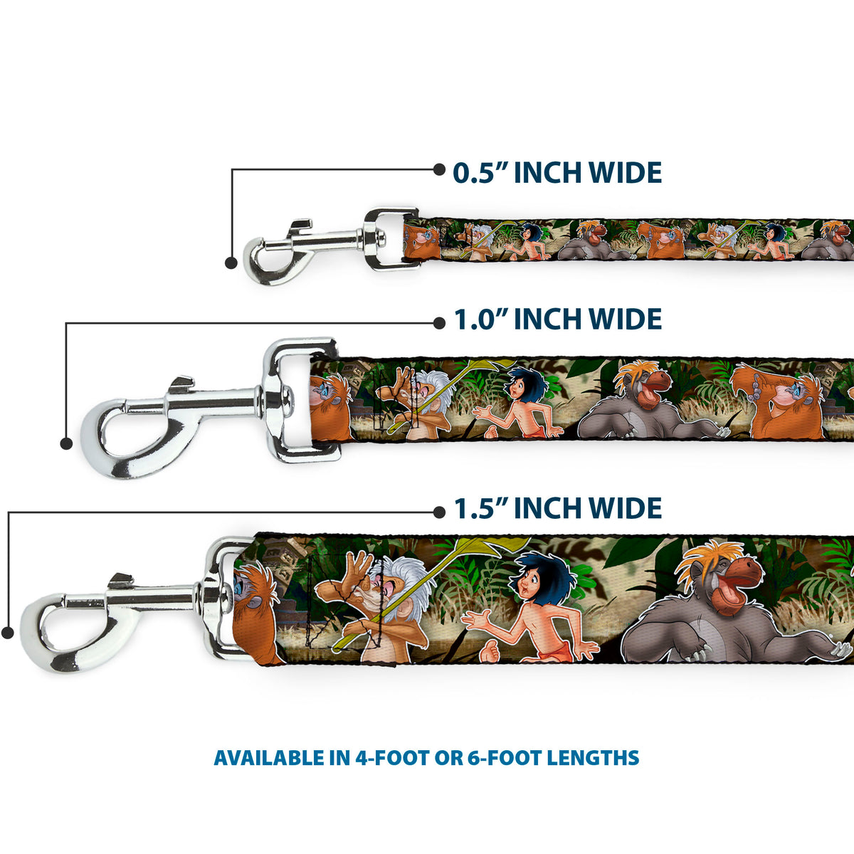 Dog Leash - The Jungle Book I Wanna Be Like You 4-Character Scene Dog Leashes Disney