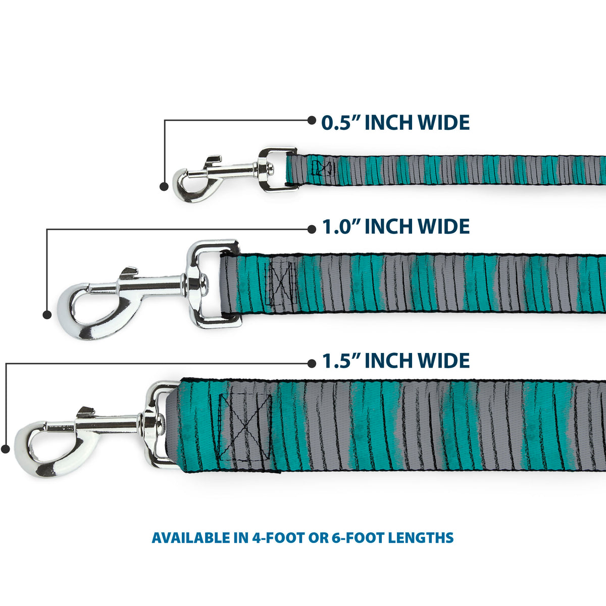 Dog Leash - Cheshire Cat Stripes Gray/Teal/Black Dog Leashes Disney