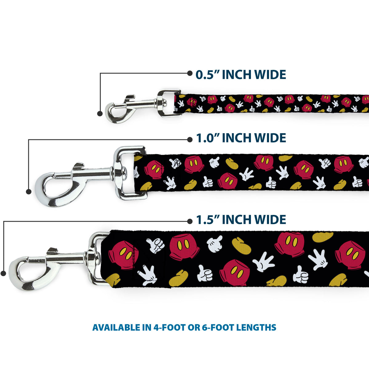 Dog Leash - Mickey Mouse Costume Elements Scattered Black Dog Leashes Disney