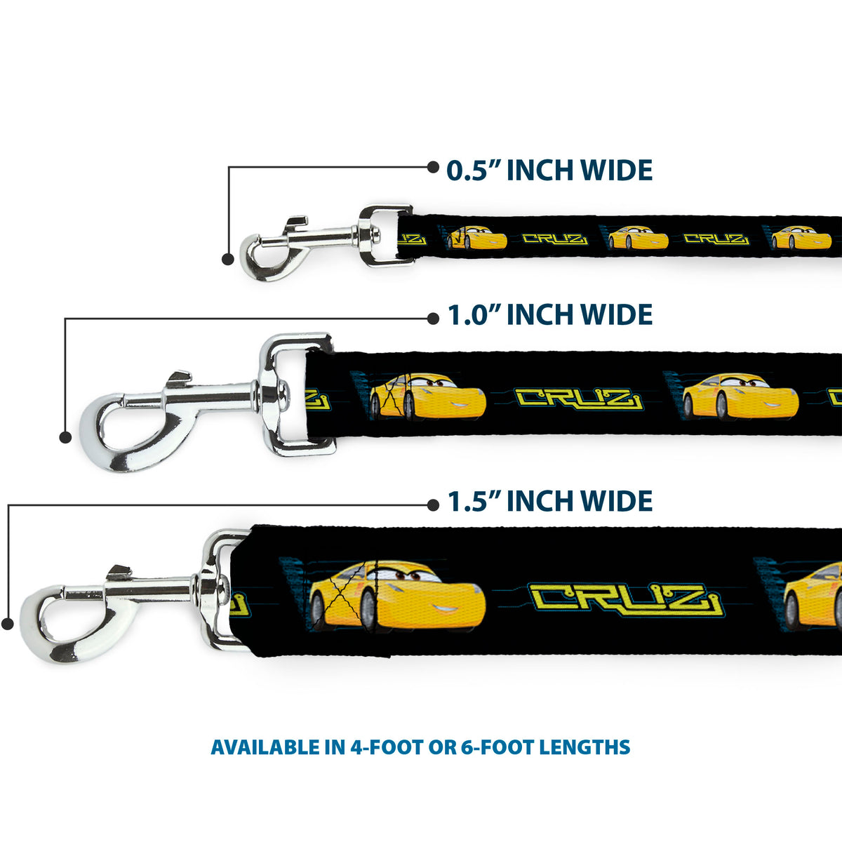Dog Leash - Cars 3 CRUZ Car Profile Black/Blue/Yellow Dog Leashes Disney