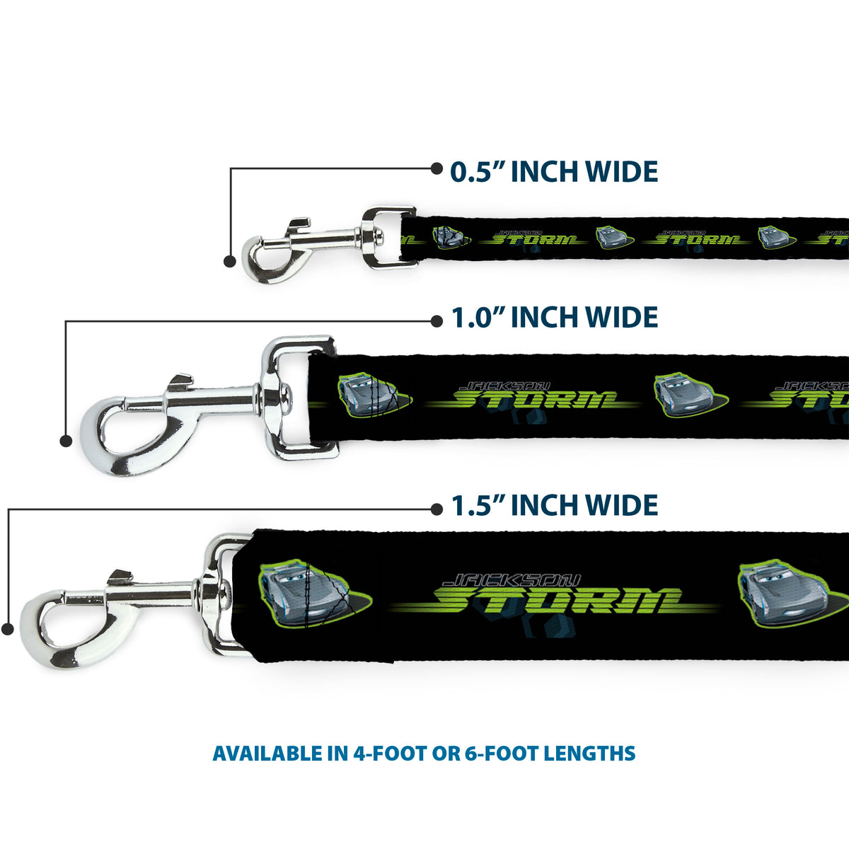 Dog Leash - Cars 3 JACKSON STORM Pose/STRIPE Black/Greens Dog Leashes Disney