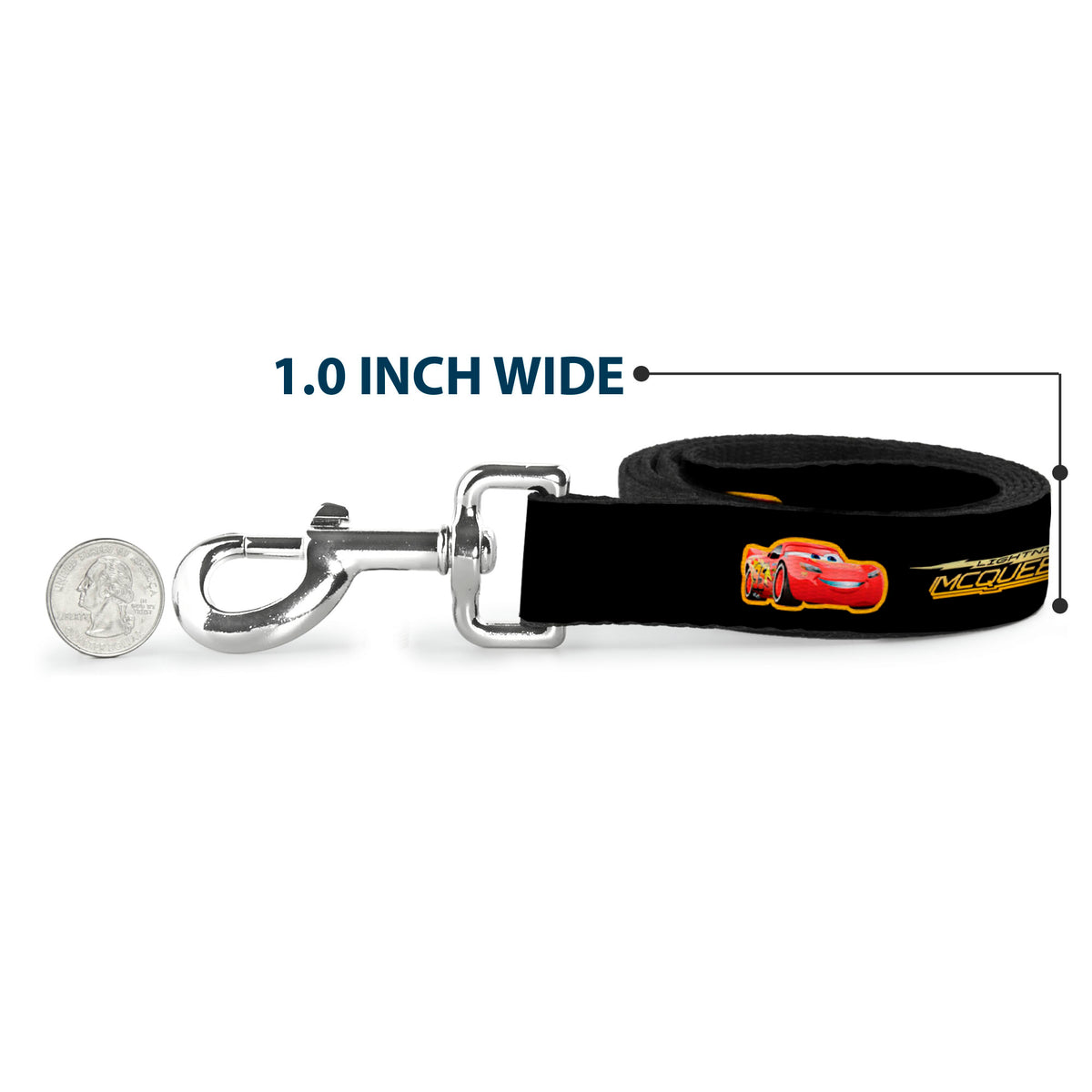 Dog Leash - Cars 3 LIGHTNING MCQUEEN Pose/Bolt Black/Yellows Dog Leashes Disney
