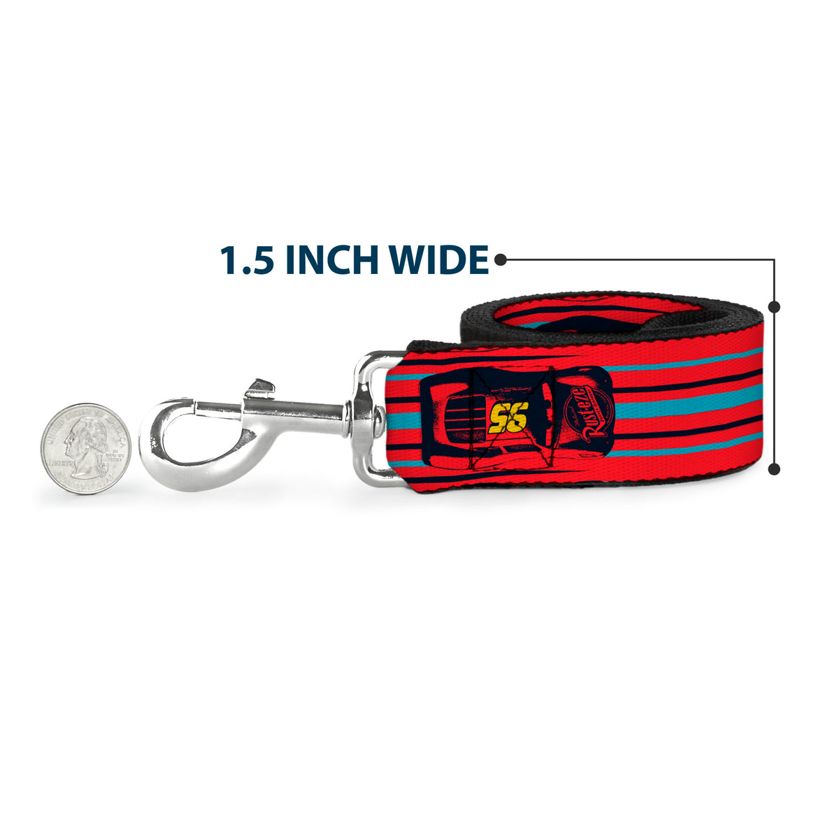 Dog Leash - Cars 3 LIGHTNING MCQUEEN Pose/Bolt Black/Yellows Dog Leashes Disney