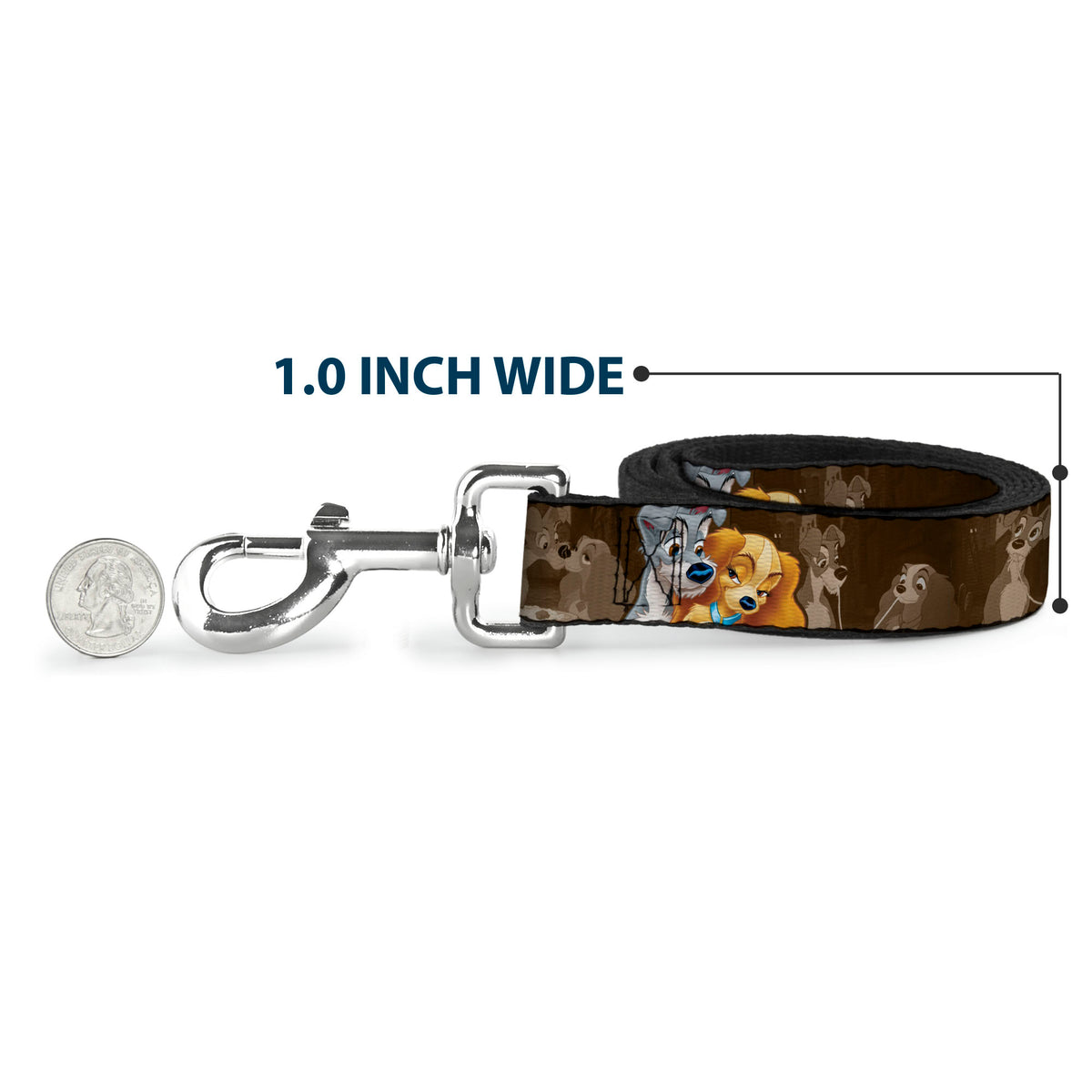 Dog Leash - Lady and Tramp 2-Poses/Spaghetti Kiss Scene Browns Dog Leashes Disney
