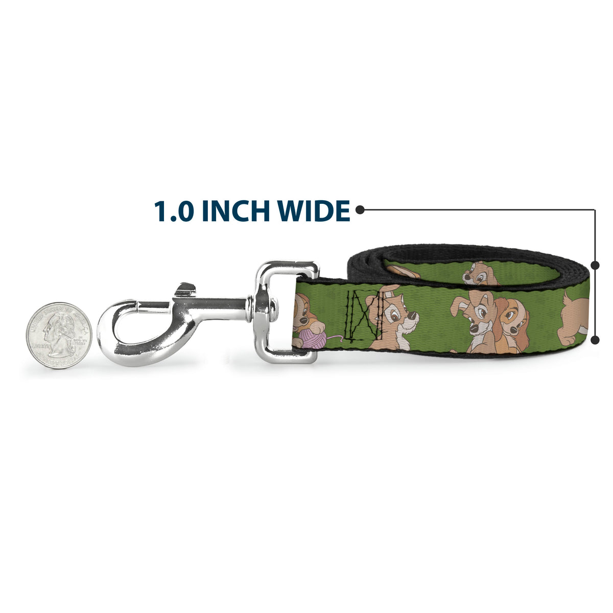 Dog Leash - Lady and Tramp 6-Poses Olive Green Dog Leashes Disney