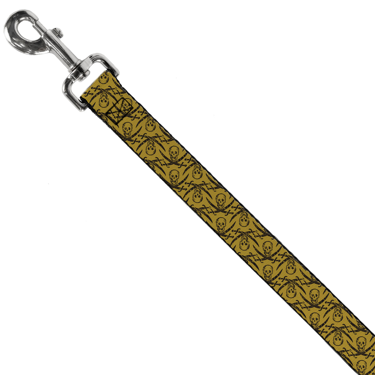 Dog Leash - Pirates Skull & Crossed Swords Scattered Weathered Tan/Black Dog Leashes Disney
