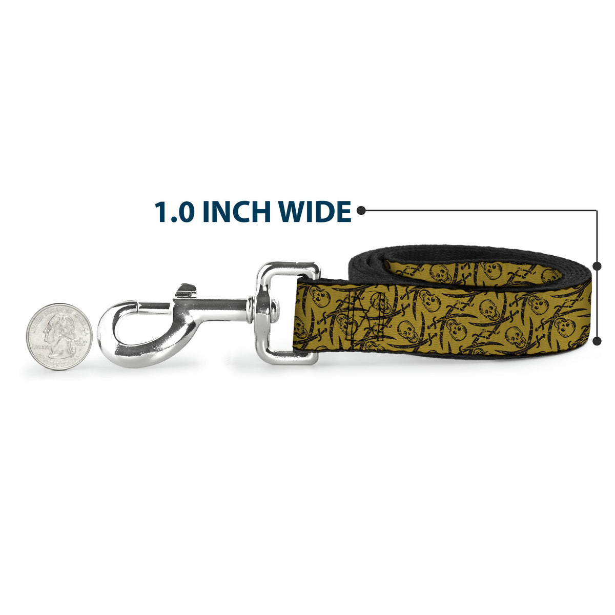 Dog Leash - Pirates Skull & Crossed Swords Scattered Weathered Tan/Black Dog Leashes Disney
