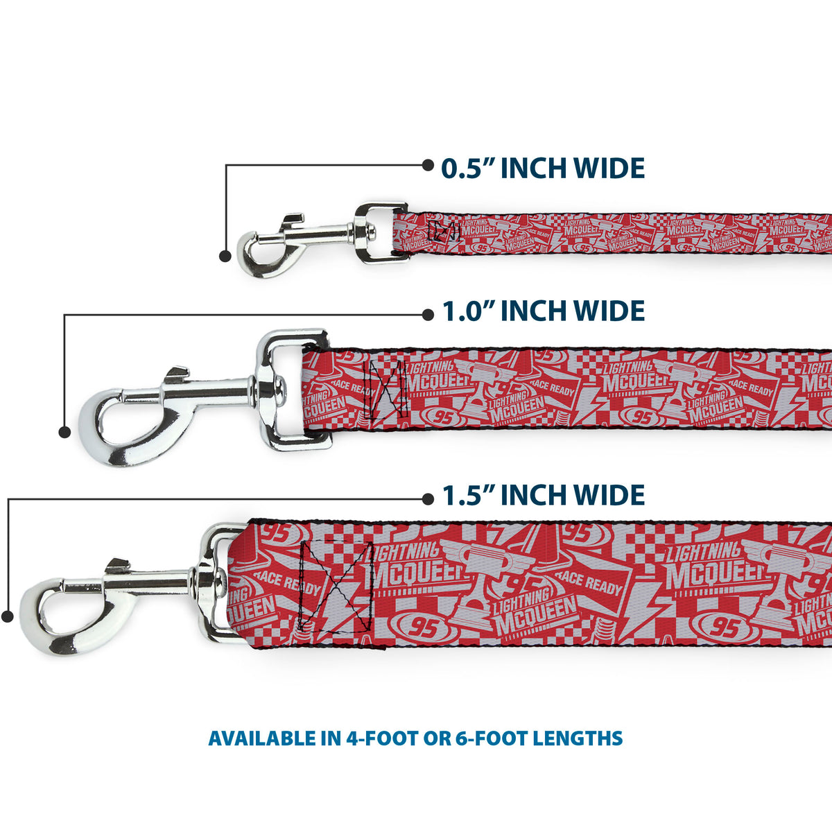 Dog Leash - Cars 3 LIGHTNINING MCQUEEN Icons Collage White/Red Dog Leashes Disney