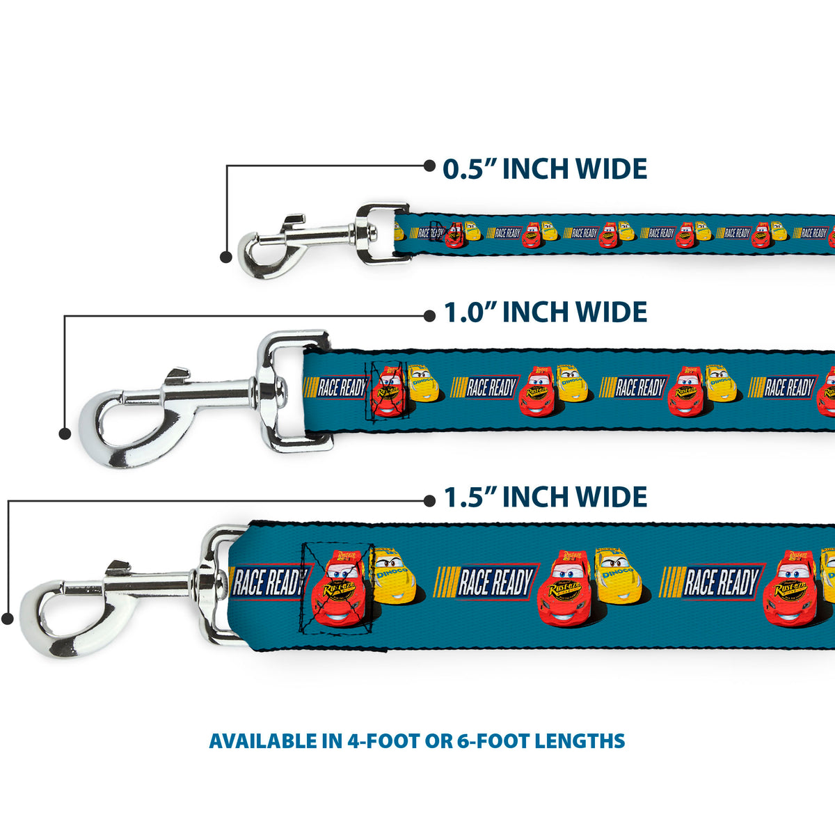 Dog Leash - Cars 3 Lightning McQueen/Cruz Ramirez Pose RACE READY Blue/Yellow/Red Dog Leashes Disney