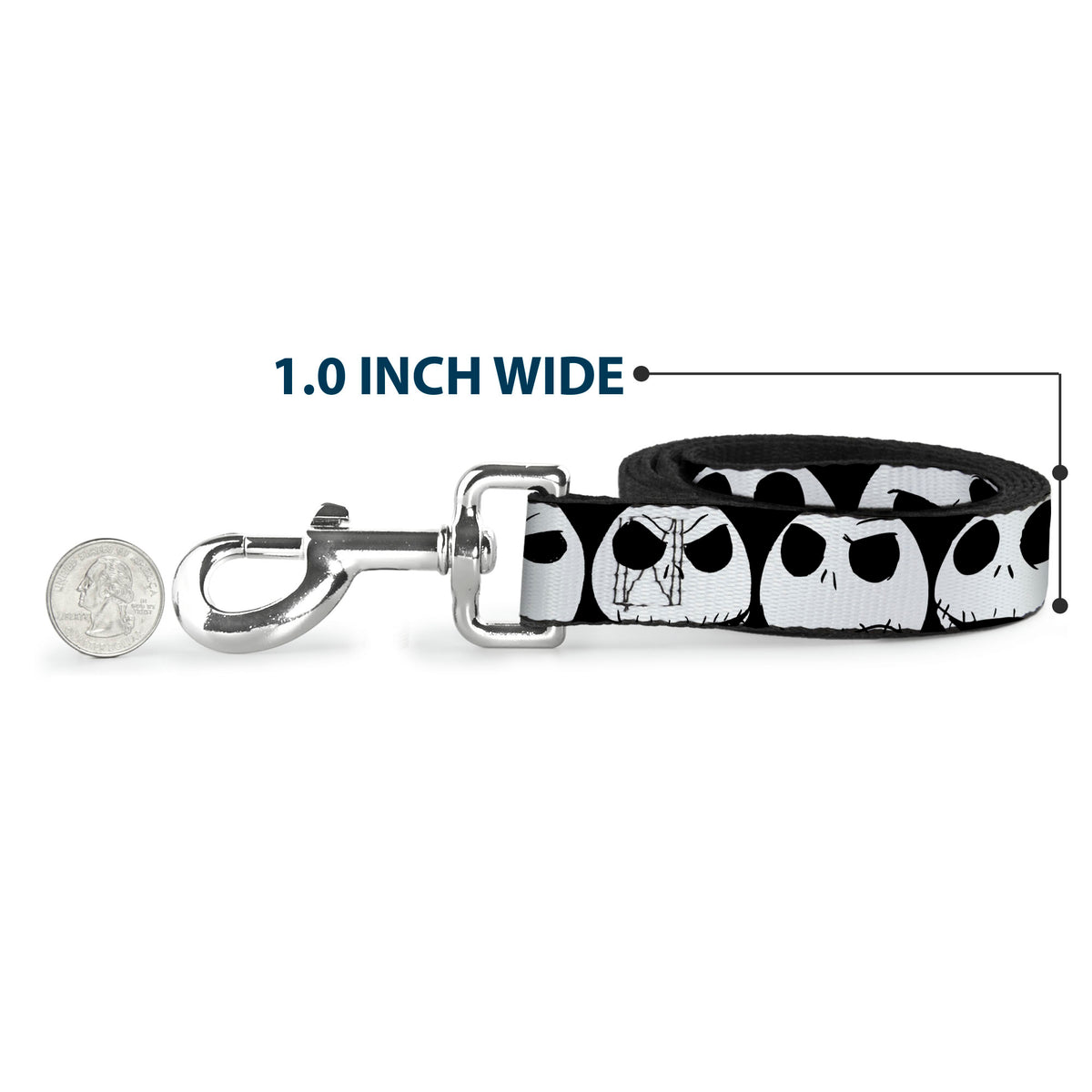 Dog Leash - Nightmare Before Christmas 7-Jack Expressions CLOSE-UP Black/White Dog Leashes Disney