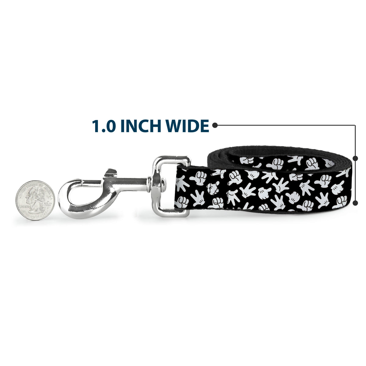 Dog Leash - Mickey Mouse Hand Gestures2 Scattered Black/White Dog Leashes Disney