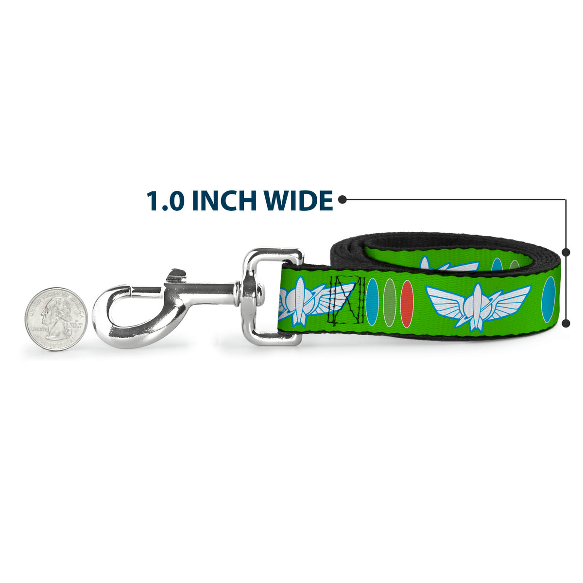Dog Leash - Toy Story Buzz Lightyear Bounding Space Ranger Logo/Buttons Green/White/Blue/Red Dog Leashes Disney