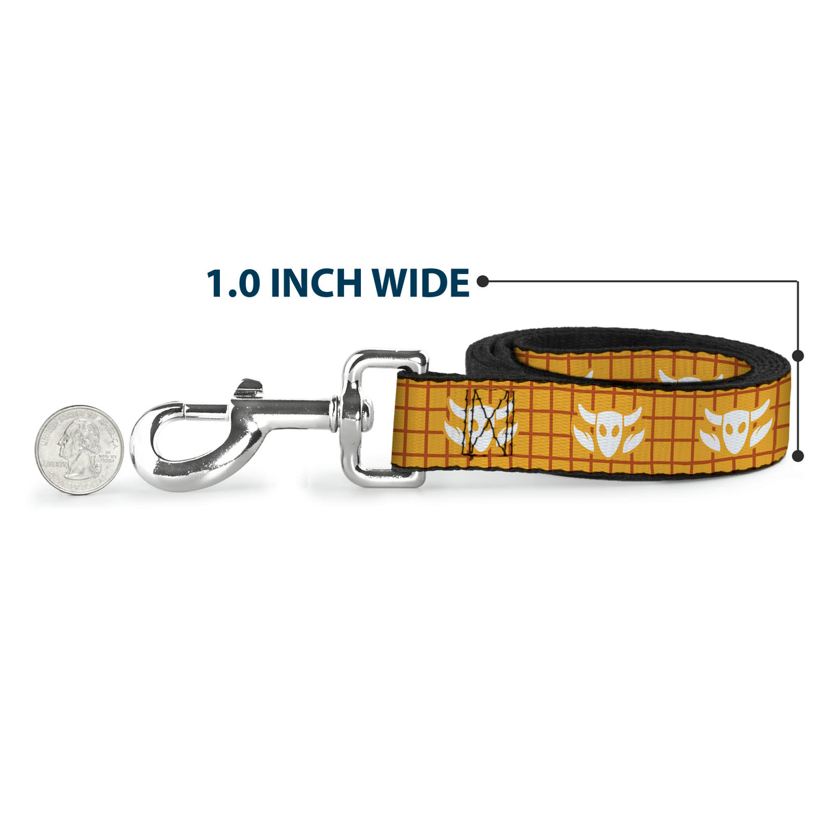 Dog Leash - Toy Story Woody Plaid Shirt/Cowboy Bull Icon Gold/Red/White Dog Leashes Disney