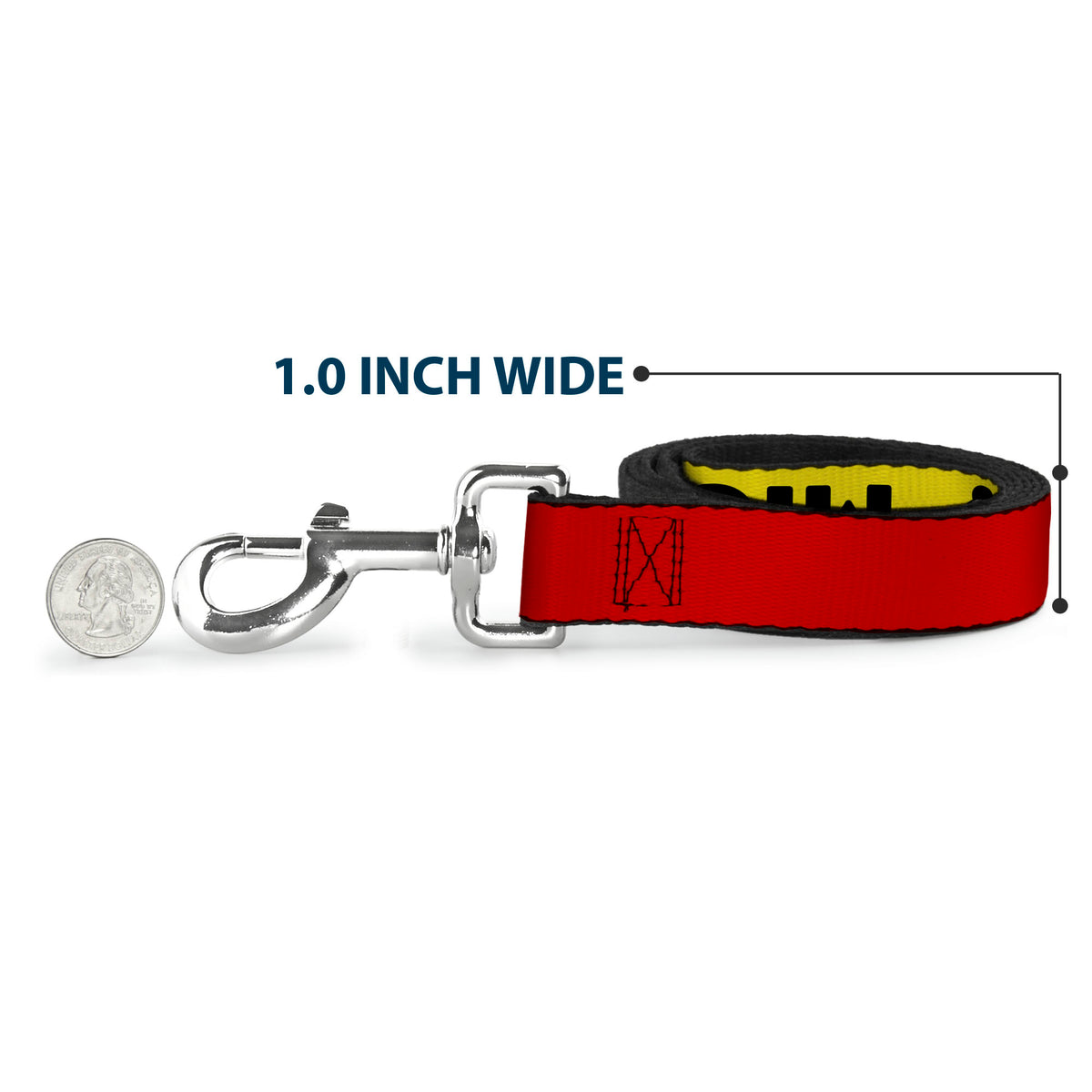 Dog Leash - MICKEY Smiling Up Pose Flip/Buttons Yellow/Black/Red Dog Leashes Disney