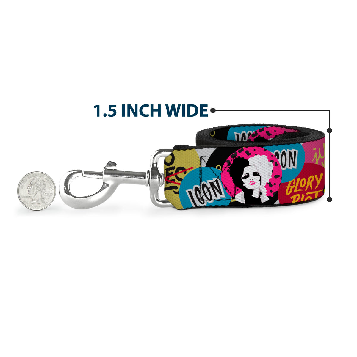 Dog Leash - MICKEY Smiling Up Pose Flip/Buttons Yellow/Black/Red Dog Leashes Disney