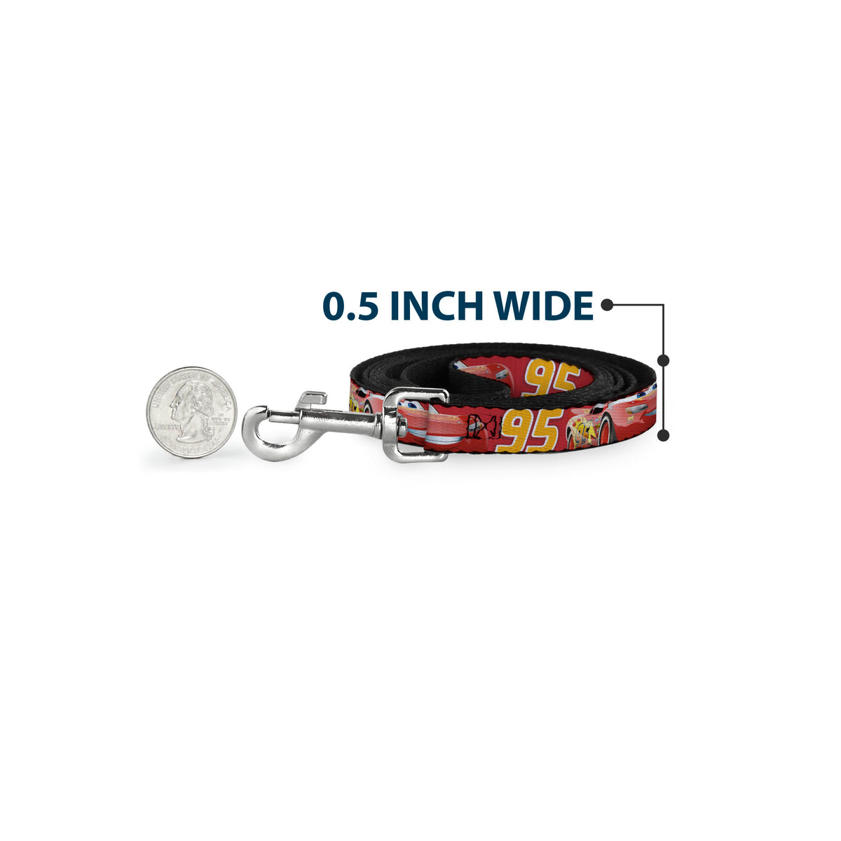 Dog Leash - Cars Lightning McQueen Smiling Pose/95 Reds/White/Orange Dog Leashes Disney