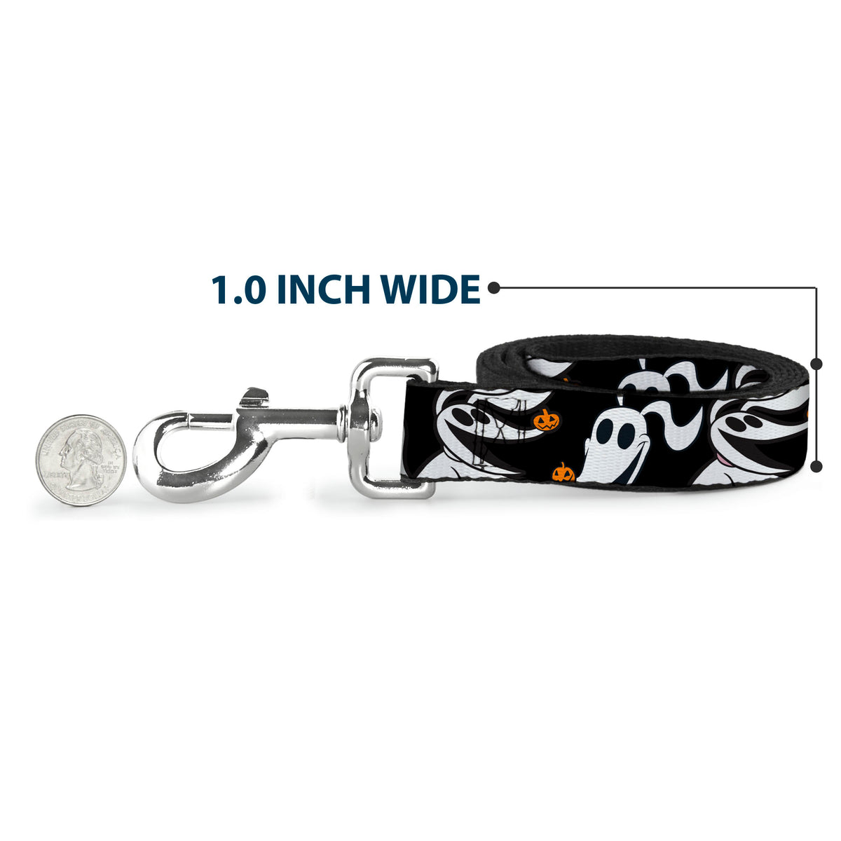 Dog Leash - Nightmare Before Christmas Zero 5-Pumpkin Expressions Black/White/Orange Dog Leashes Disney