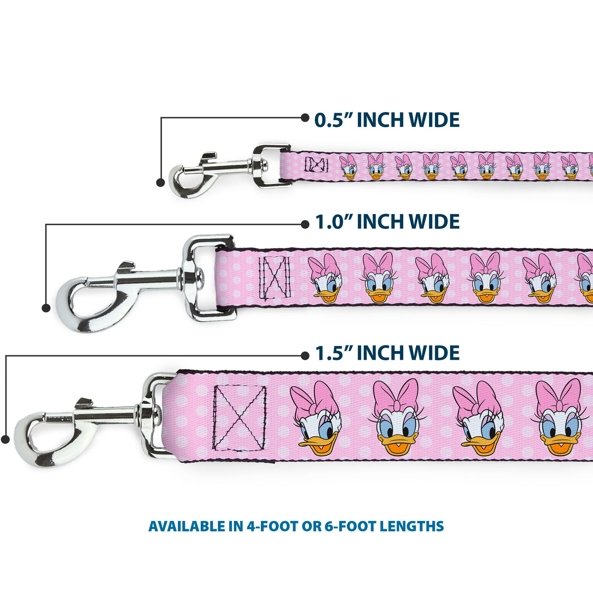 Dog Leash - Daisy Duck 2-Expressions/Dots Pinks Dog Leashes Disney