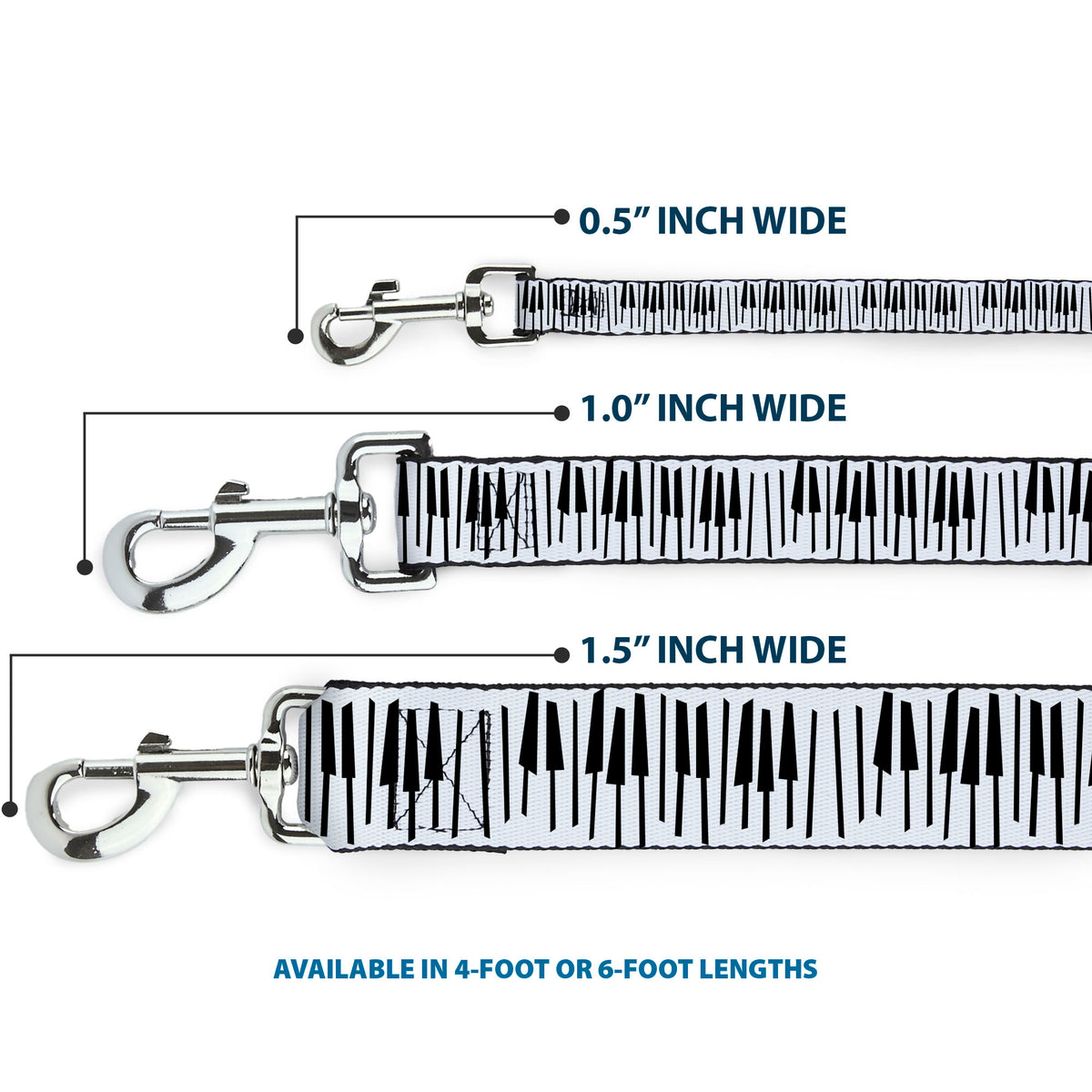 Dog Leash - Soul Piano Keys White/Black Dog Leashes Disney